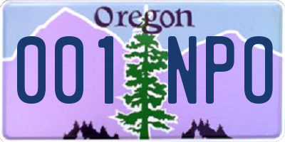 OR license plate 001NPO