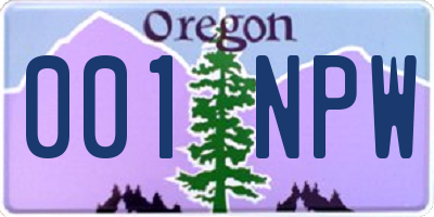 OR license plate 001NPW