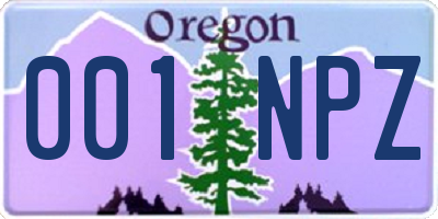 OR license plate 001NPZ