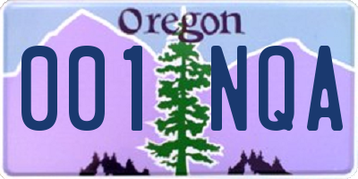 OR license plate 001NQA