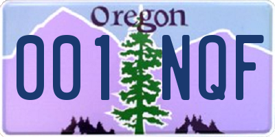 OR license plate 001NQF