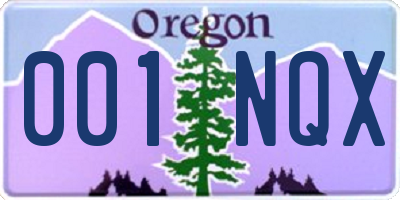 OR license plate 001NQX