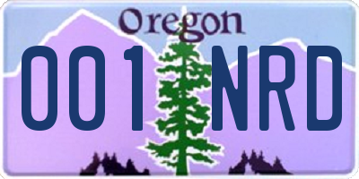 OR license plate 001NRD