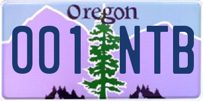 OR license plate 001NTB