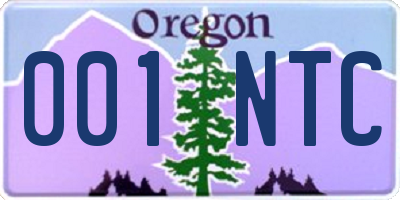 OR license plate 001NTC