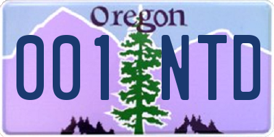 OR license plate 001NTD