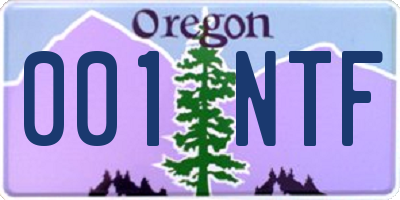 OR license plate 001NTF