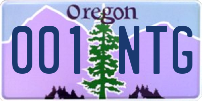 OR license plate 001NTG