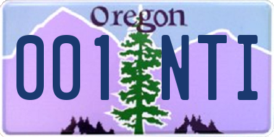 OR license plate 001NTI