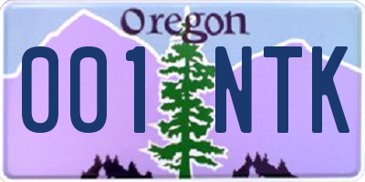 OR license plate 001NTK