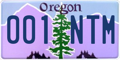 OR license plate 001NTM