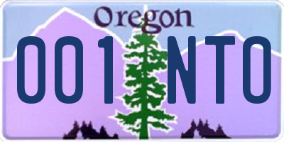 OR license plate 001NTO