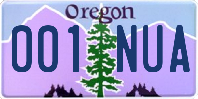 OR license plate 001NUA