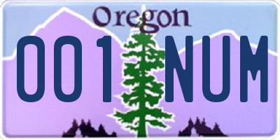 OR license plate 001NUM