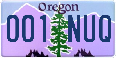 OR license plate 001NUQ