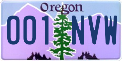 OR license plate 001NVW