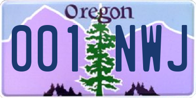 OR license plate 001NWJ