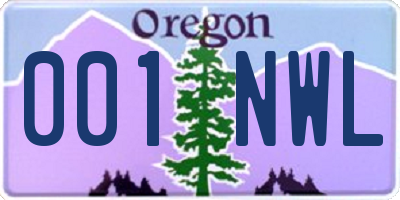 OR license plate 001NWL