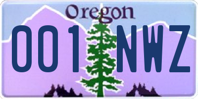 OR license plate 001NWZ