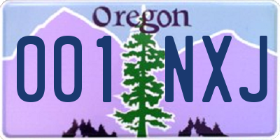 OR license plate 001NXJ