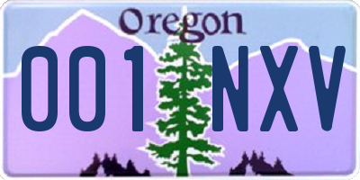 OR license plate 001NXV