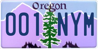 OR license plate 001NYM