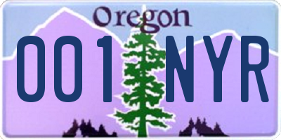 OR license plate 001NYR