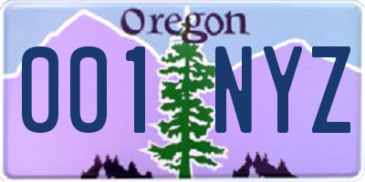 OR license plate 001NYZ