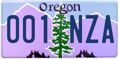 OR license plate 001NZA