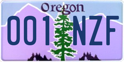 OR license plate 001NZF