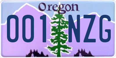 OR license plate 001NZG