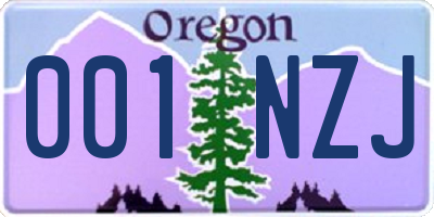 OR license plate 001NZJ