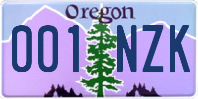 OR license plate 001NZK