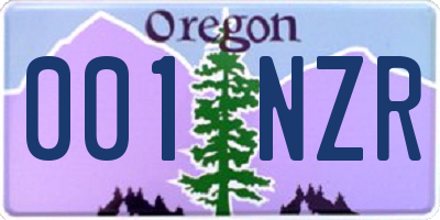 OR license plate 001NZR