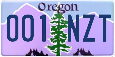 OR license plate 001NZT