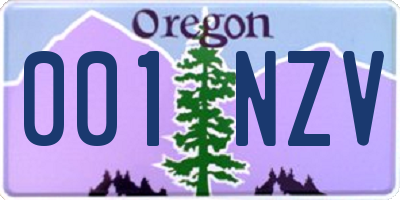 OR license plate 001NZV