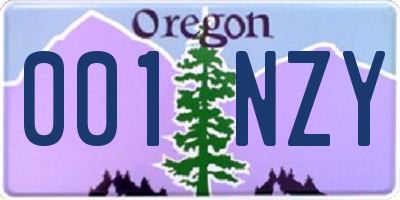 OR license plate 001NZY