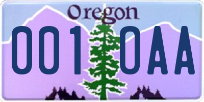 OR license plate 001OAA