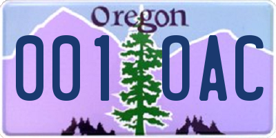 OR license plate 001OAC