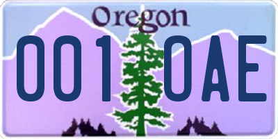 OR license plate 001OAE