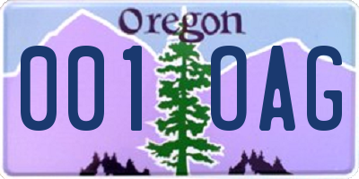 OR license plate 001OAG
