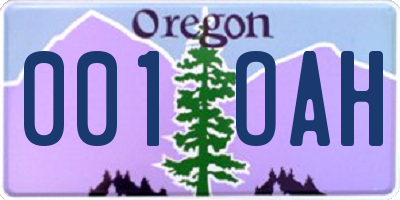 OR license plate 001OAH