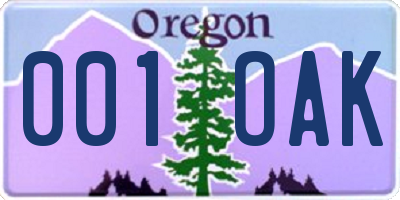 OR license plate 001OAK