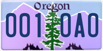 OR license plate 001OAO