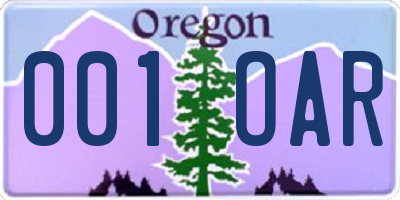 OR license plate 001OAR