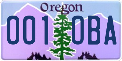 OR license plate 001OBA