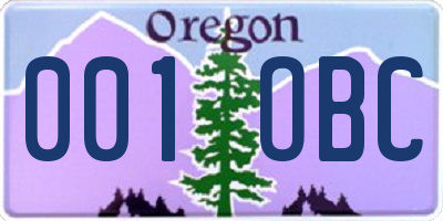 OR license plate 001OBC