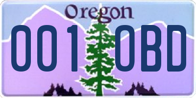 OR license plate 001OBD