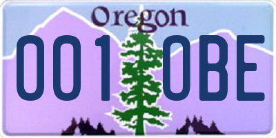 OR license plate 001OBE