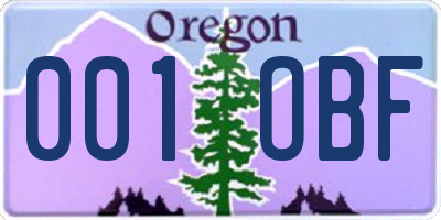 OR license plate 001OBF